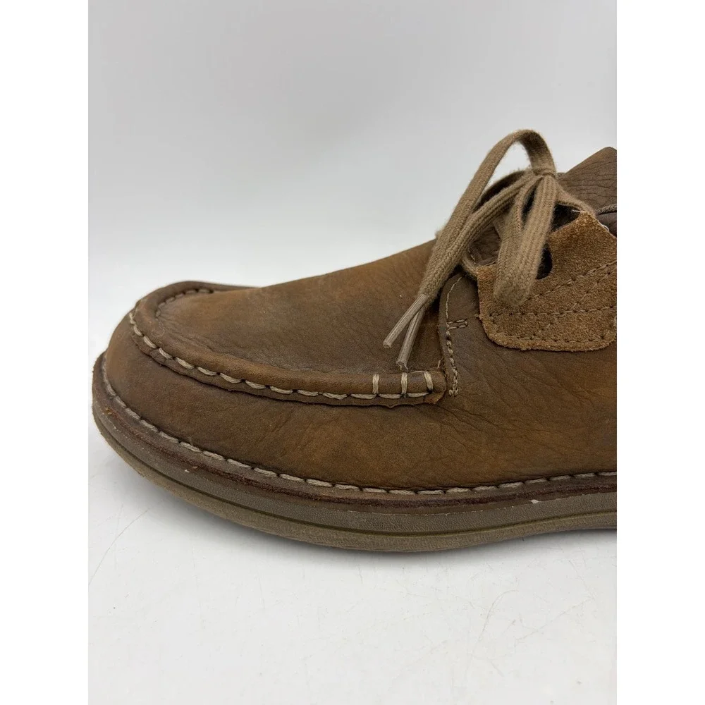 Merrell Bask Lace Shoes Moss Men 9‎ Moc Toe Brown Leather Comfort Lace Up J21981
